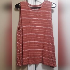 Nine West Terracotta Striped Sleeveless Shirt Womens XL #0052